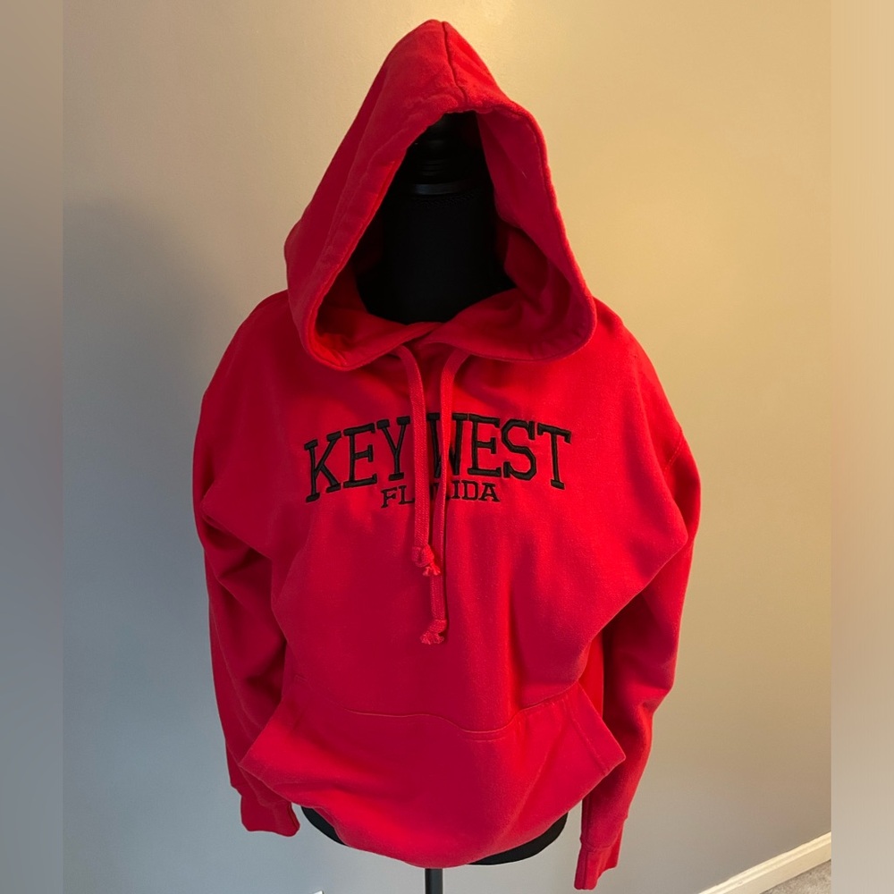 Red pullover hoodie with Key West Florida (embroidered)